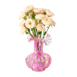 Blush Petal Small Hand-Blown Glass Flower Vase – 7-Inch Decorative Vase for Home Decor