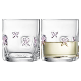 Khen Bowtie Tumblers Set Stylish Break Resistant Acrylic Drinkware for Cocktail Wedding Gift Use - Set of 2 Pink