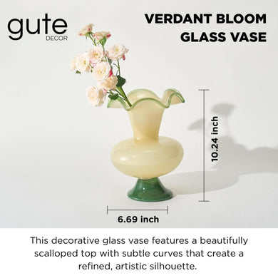 Verdant Bloom Hand-Blown Glass Flower Vase – 11-Inch Artistic Home Decor Vase