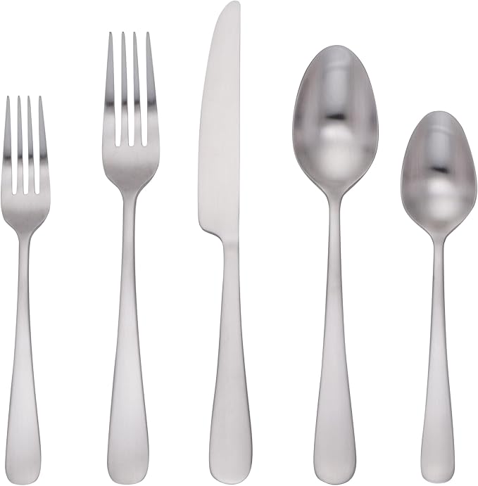 Private Label Classic Silver Satin 20 Piece Flatware Set, stainless steel