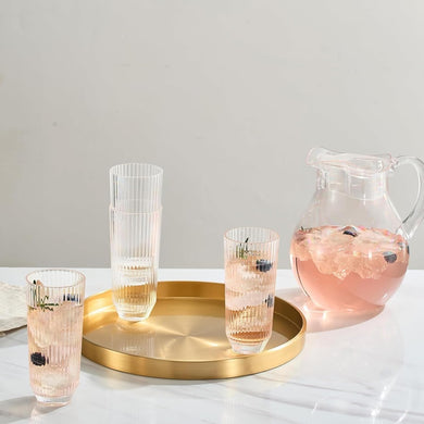 Khen Clear Ribbed Acrylic Drinking Glasses Set of 4 – Unbreakable 12oz Tritan Tumblers for Everyday Use