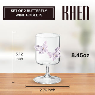 Butterfly Wine Goblet set of 2