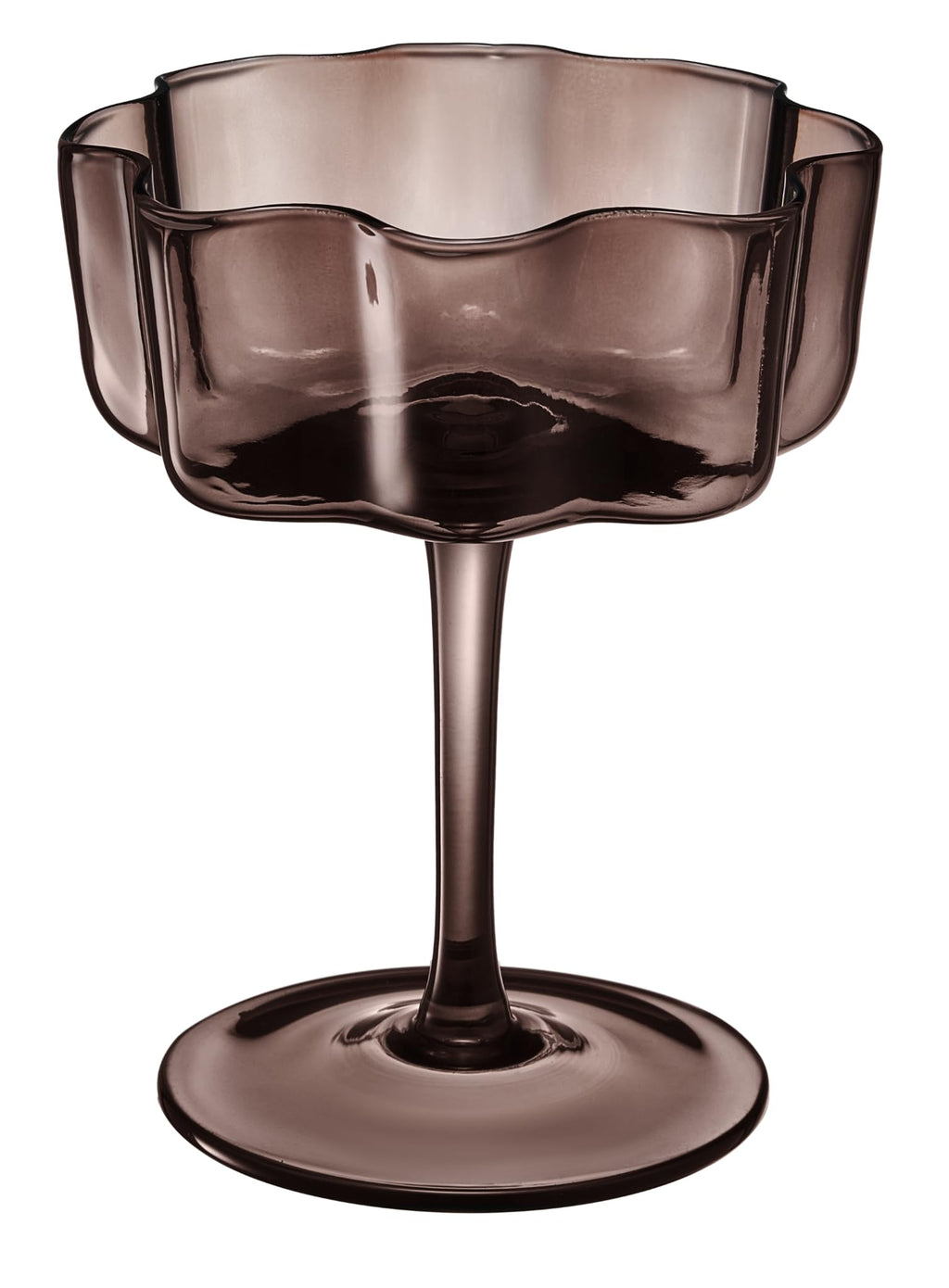 Flower Wave Coupe Cocktail Glasses Set of 6 – Venus Brown Colored Drinkware for Home Entertaining