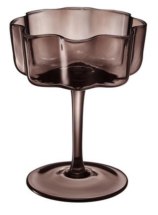 Flower Wave Coupe Cocktail Glasses Set of 6 – Venus Brown Colored Drinkware for Home Entertaining