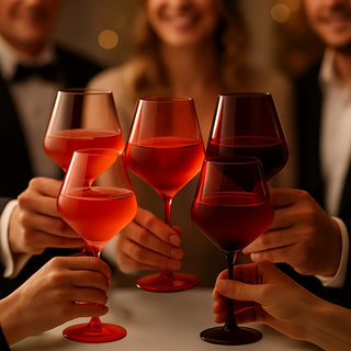 Red Rocks Gradient Colored Wine Glass Set of 5 – Elegant 20oz Glassware for Home Bar