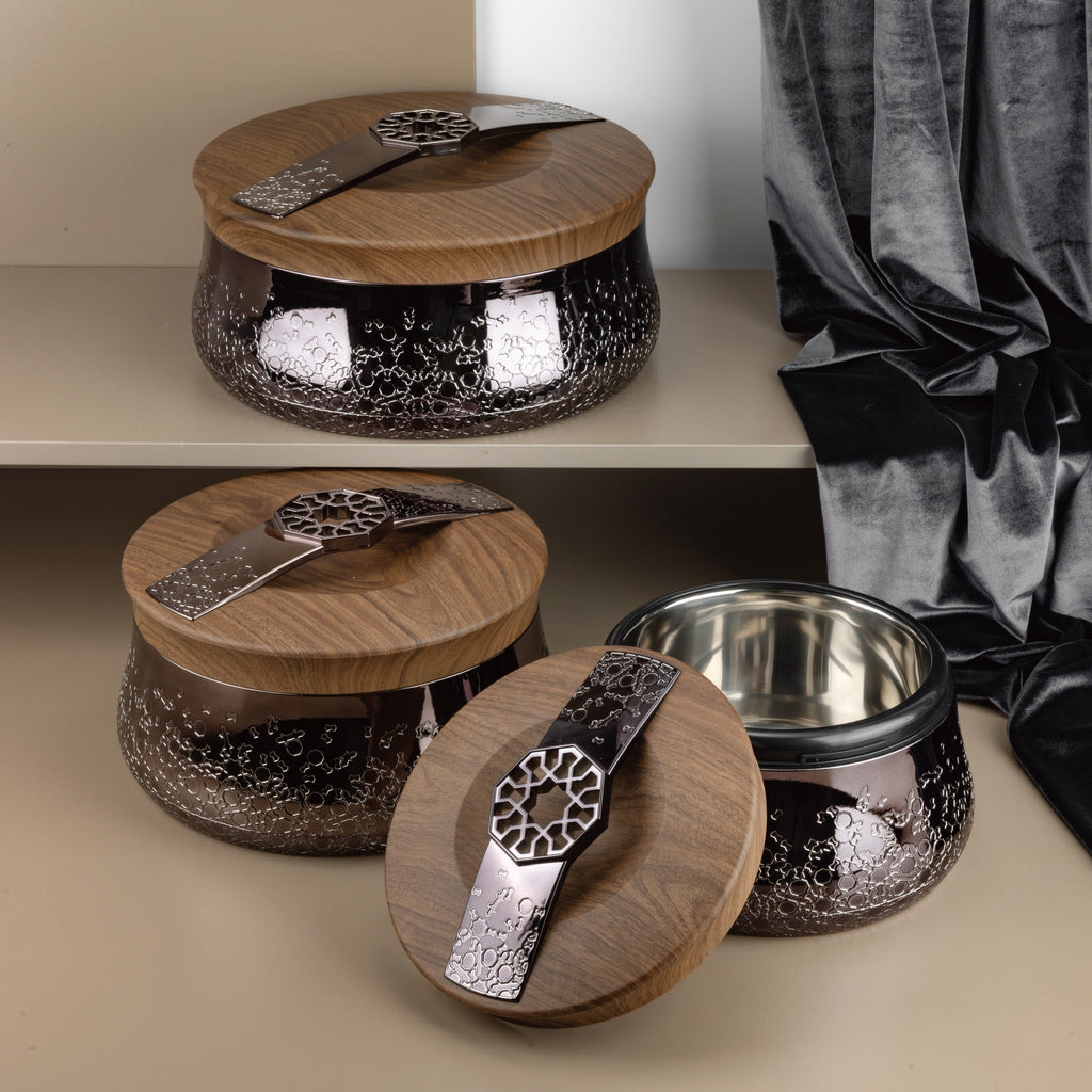 Nourhan - Food Thermos/ Warm Serv (Set of 3) - Black Walnut