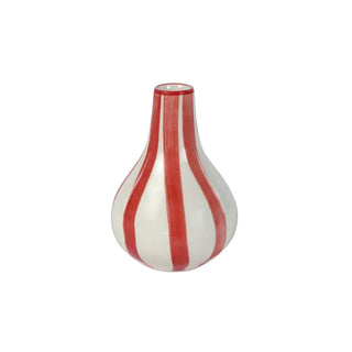 Ceramic Red Stripe Bud Vase Set of 2