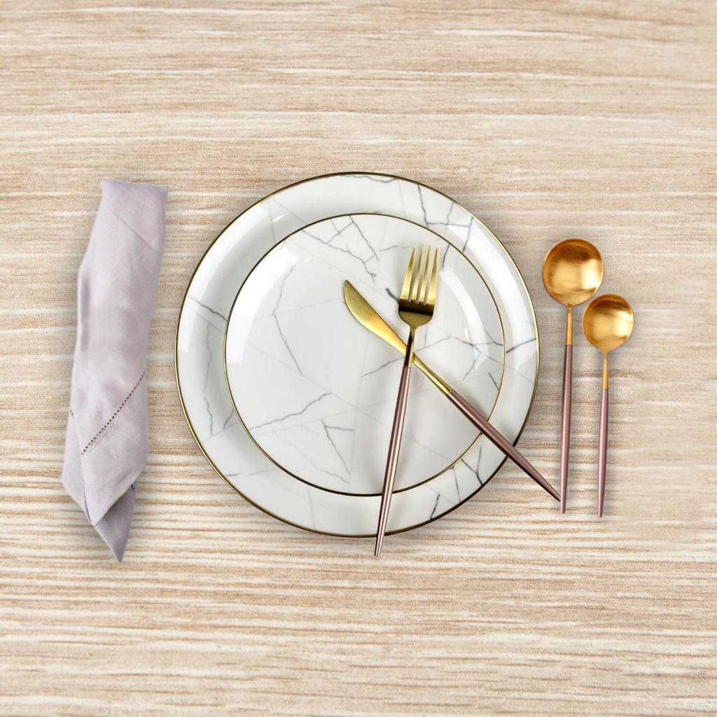 Pink and Gold Obelisk Flatware Set – 20 Piece Modern Luxury Cutlery