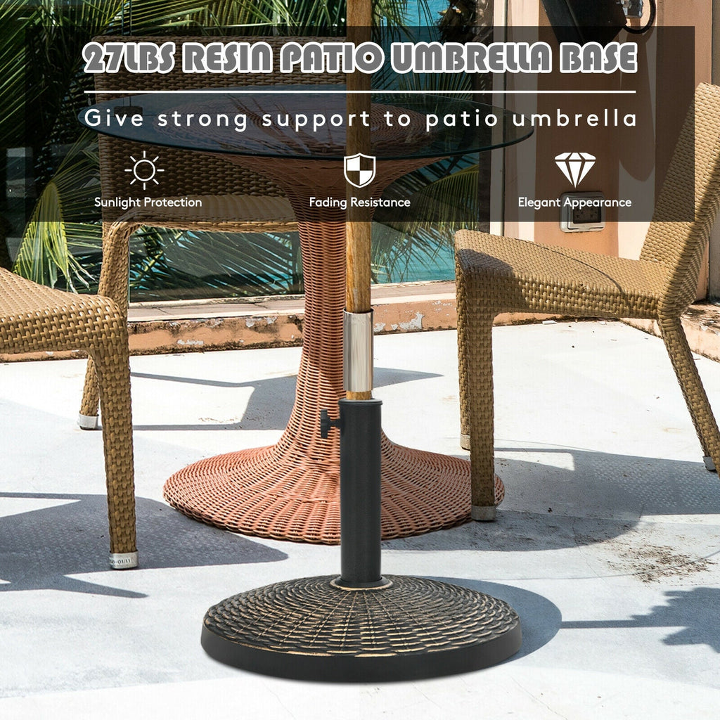 27-Lb. Resin Patio Market Umbrella Base with Rattan Design