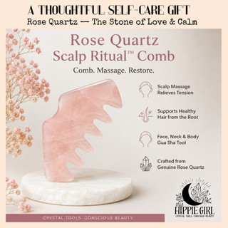 Rose Quartz Scalp Ritual™ Comb + Gua Sha – 2-in-1 Crystal Scalp & Facial Massage Tool