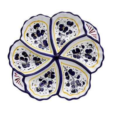 ORVIETO BLUE ROOSTER: Snack Tray Fiore/Shell - Six Compartments