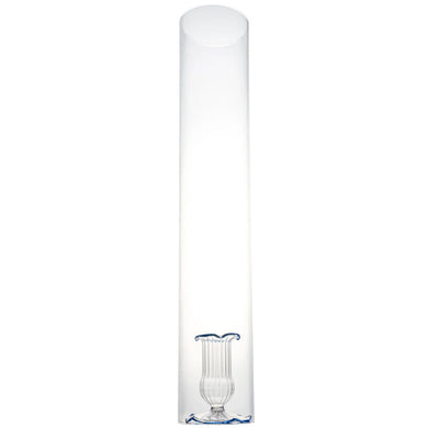 2 Piece, Clear with Blue Trim Candleholder and Clear Cylinder, Set/4