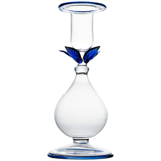 La BoHeme Clear Candlestick, w/Pink/Green/Amber/Blue/Clear Leaves