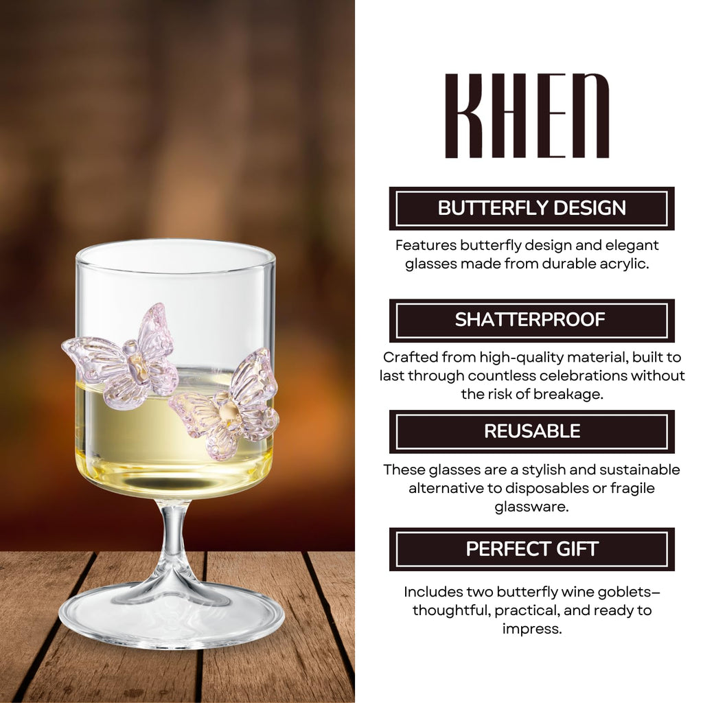 Butterfly Wine Goblet set of 2