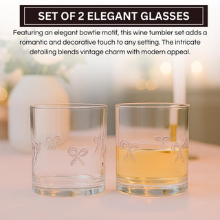 Khen Bowtie Tumblers Set Stylish Break Resistant Acrylic Drinkware for Cocktail Wedding Gift Use - Set of 2 Pink