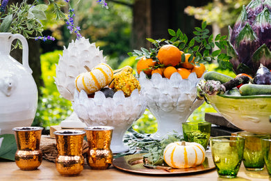 White Artichoke Footed Centerpiece, Large/Small