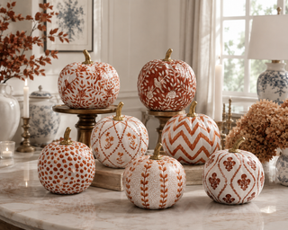 Rusty Red Garden Trellis Hand-Painted Metal Pumpkin – 6-Inch