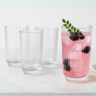 Khen Clear Ribbed Acrylic Drinking Glasses Set of 4 – Unbreakable 12oz Tritan Tumblers for Everyday Use