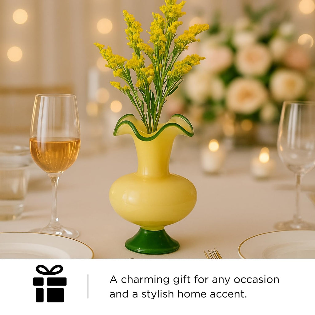 Verdant Bloom Hand-Blown Glass Flower Vase – 11-Inch Artistic Home Decor Vase