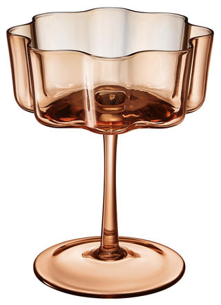 Flower Wave Coupe Cocktail Glasses Set of 6 – Venus Brown Colored Drinkware for Home Entertaining