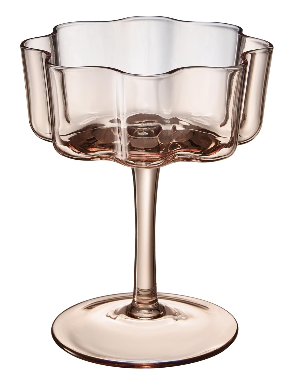 Flower Wave Coupe Cocktail Glasses Set of 6 – Venus Brown Colored Drinkware for Home Entertaining
