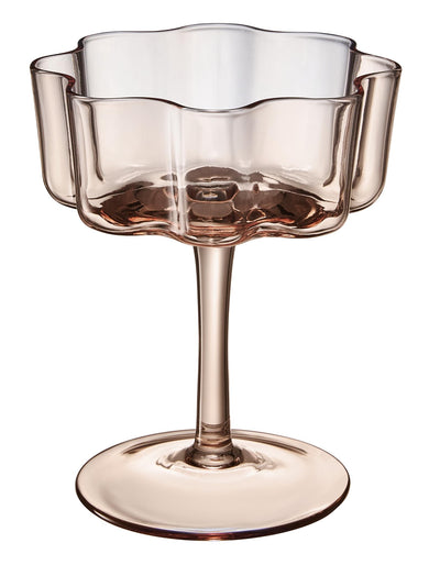 Flower Wave Coupe Cocktail Glasses Set of 6 – Venus Brown Colored Drinkware for Home Entertaining