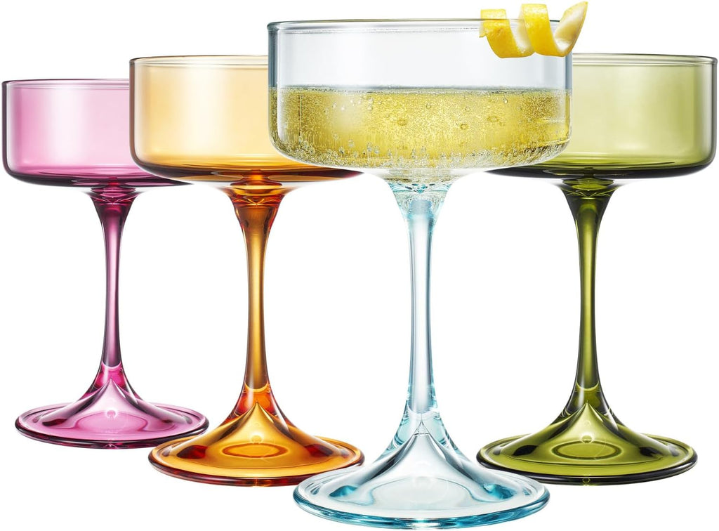 Khen Morgan Champagne Coupe Set – Vibrant Colors (Set of 4)