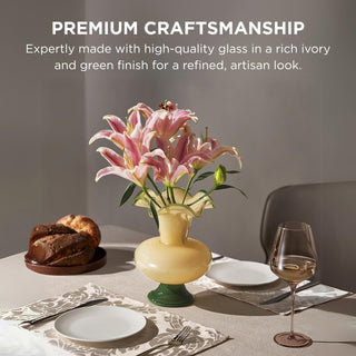 Verdant Bloom Hand-Blown Glass Flower Vase – 11-Inch Artistic Home Decor Vase
