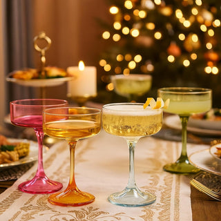 Khen Morgan Champagne Coupe Set – Vibrant Colors (Set of 4)