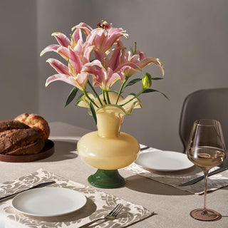 Verdant Bloom Hand-Blown Glass Flower Vase – 11-Inch Artistic Home Decor Vase