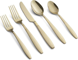 Cambridge Mathison Champagne Sand Mirror 45 Piece Flatware Set, 18/0 stainless steel