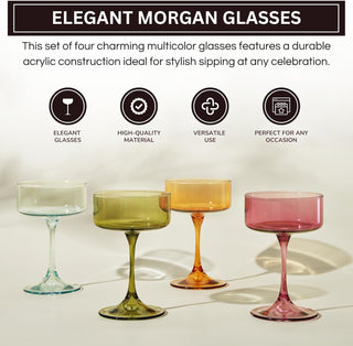 Khen Morgan Champagne Coupe Set – Vibrant Colors (Set of 4)