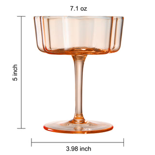 Flower Wave Coupe Cocktail Colored Glasses Set of 5 – Fall Holiday Party Drinkware