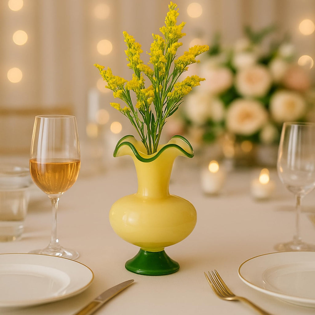 Verdant Bloom Hand-Blown Glass Flower Vase – 11-Inch Artistic Home Decor Vase