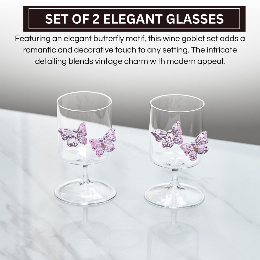 Butterfly Wine Goblet set of 2