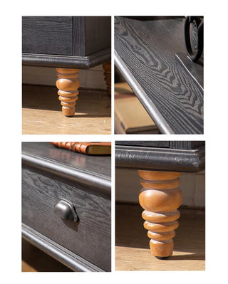 Tall Wood Open Display Shelf with Drawer Storage