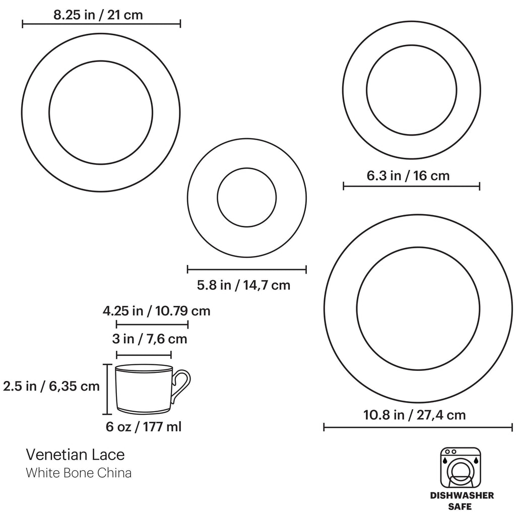 Lenox Venetian Lace 5-Piece Place Setting, bone china (view 9)