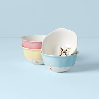 Lenox Butterfly Meadow Colors 4-Piece Dessert Bowl Set, porcelain