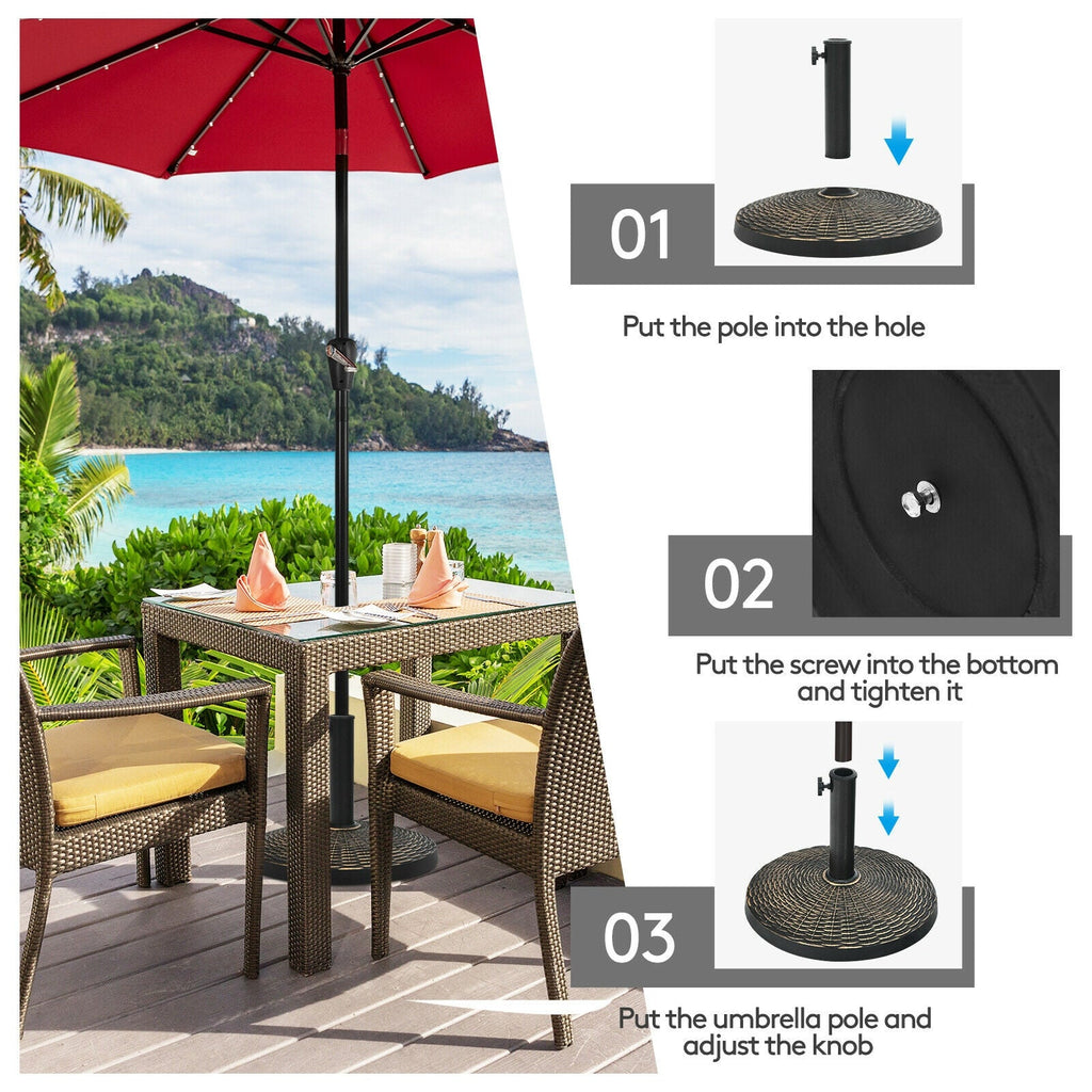 27-Lb. Resin Patio Market Umbrella Base with Rattan Design