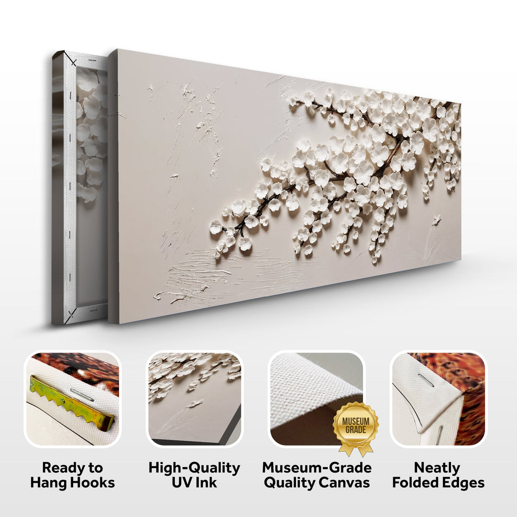 White Cherry Blossom Wall Art