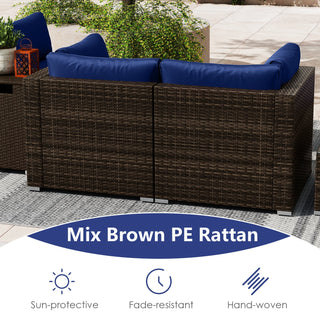 7-Piece PE Rattan Sectional Set with 32-Inch Gas Fire Pit Table and Tank Cover