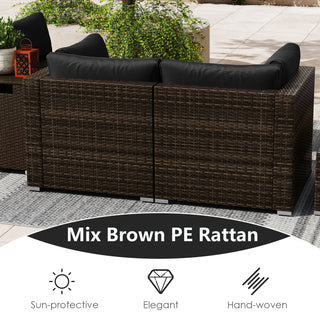 7-Piece PE Rattan Sectional Set with 32-Inch Gas Fire Pit Table and Tank Cover
