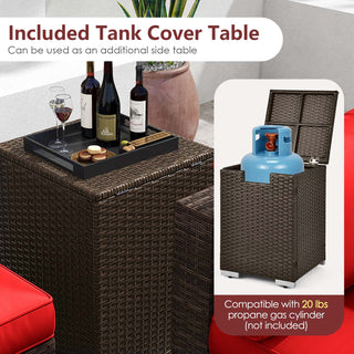 7-Piece PE Rattan Sectional Set with 32-Inch Gas Fire Pit Table and Tank Cover
