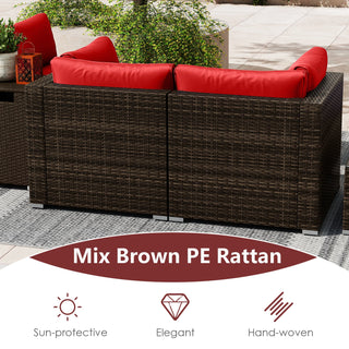 7-Piece PE Rattan Sectional Set with 32-Inch Gas Fire Pit Table and Tank Cover
