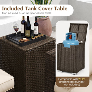 7-Piece PE Rattan Sectional Set with 32-Inch Gas Fire Pit Table and Tank Cover