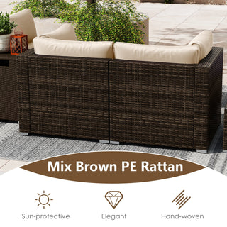 7-Piece PE Rattan Sectional Set with 32-Inch Gas Fire Pit Table and Tank Cover