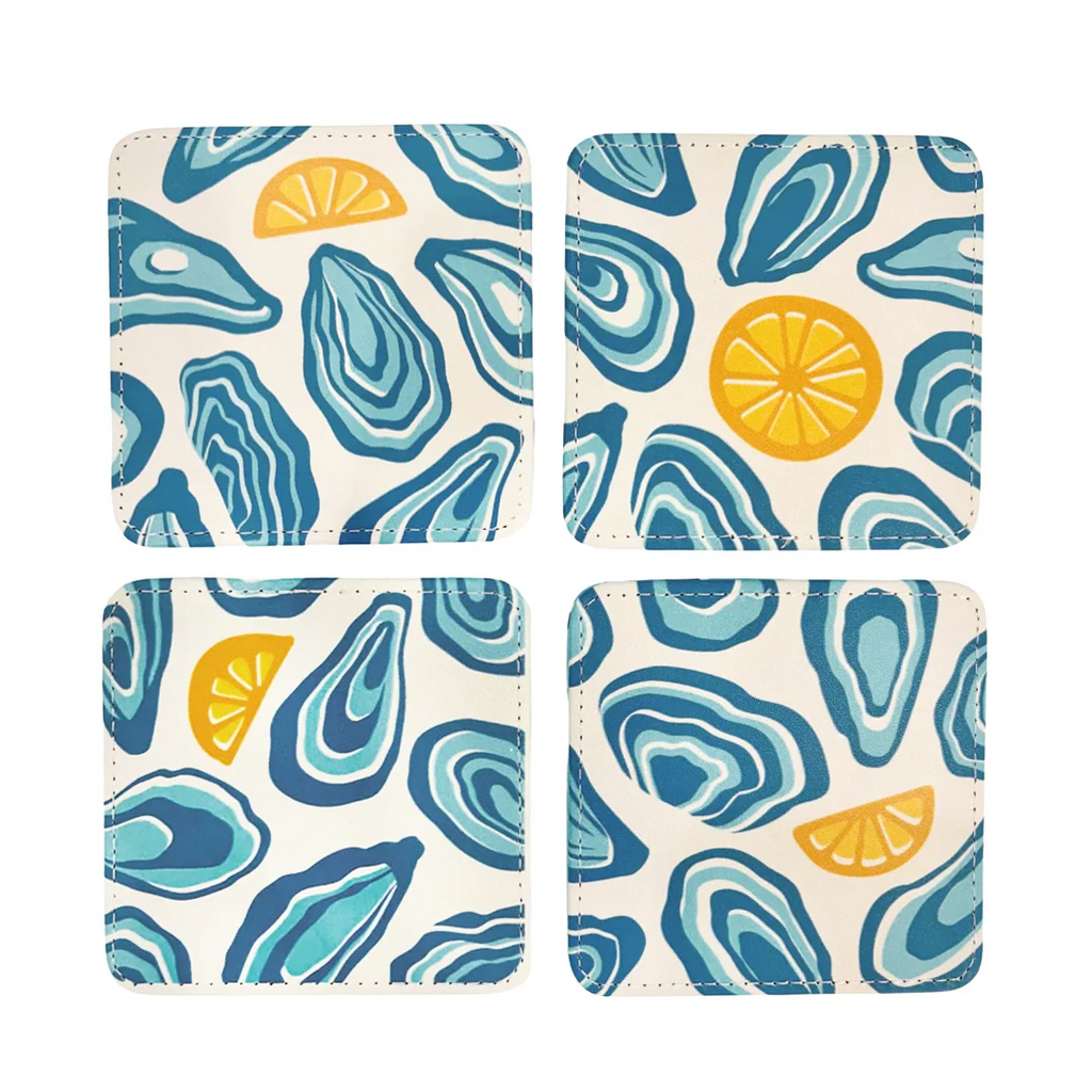 Oyster Twist Coastal Coasters – Set of 4