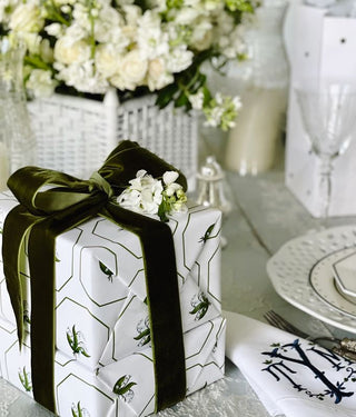 Reversible Lily of the Valley Gift Wrap | Elegant Double-Sided Wrap