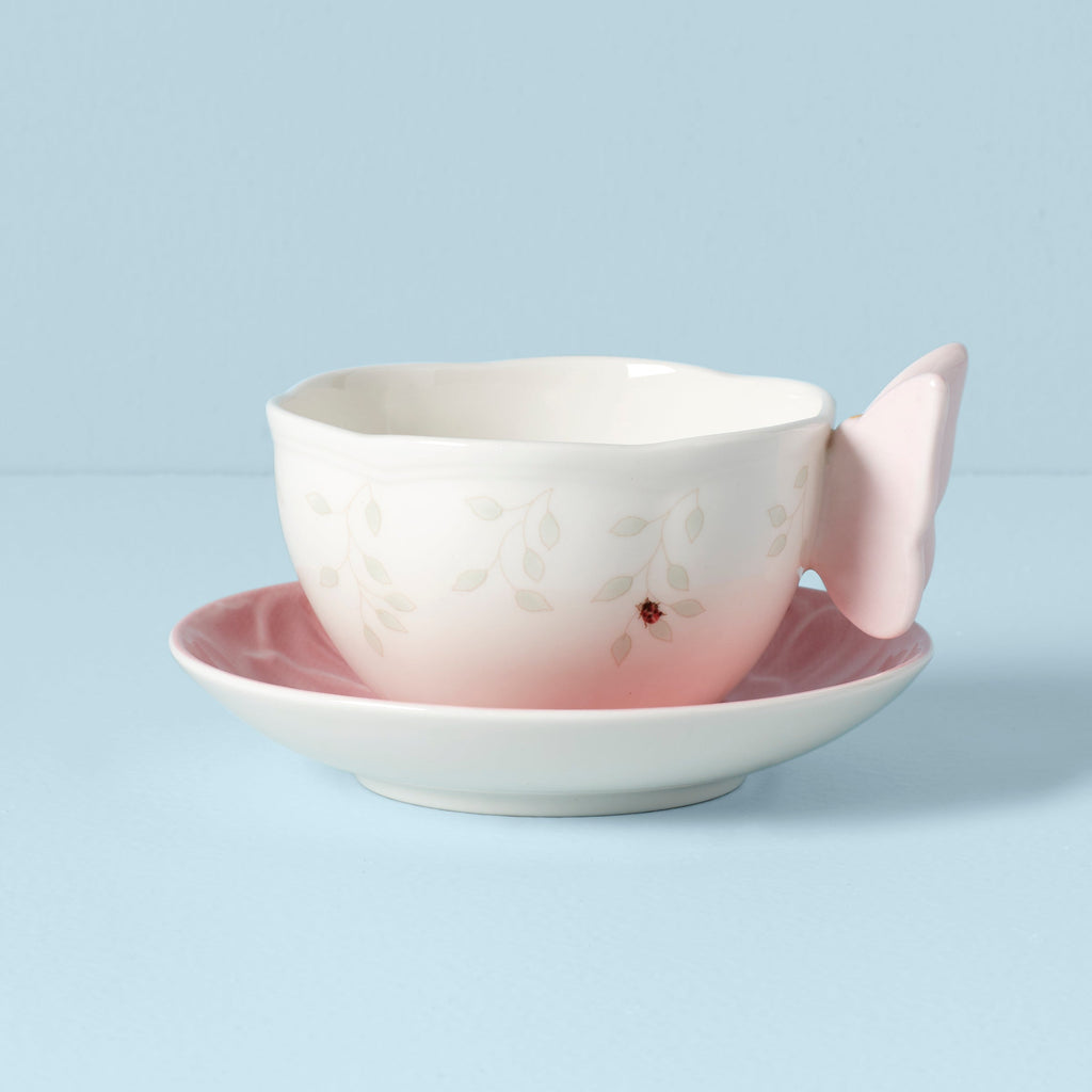Lenox Butterfly Meadow Floral Pink Cup & Saucer, porcelain