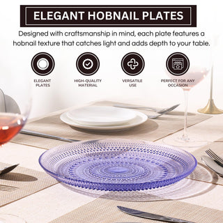 Blue Glass Hobnail Dinner Plates Set of 4 – Vintage Decorative Charger Plates for Home Dining